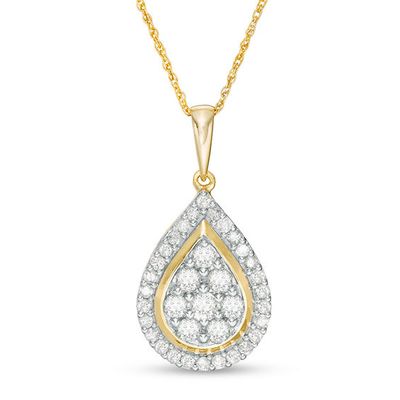 1 CT. T.w. Composite Diamond Teardrop Frame Pendant in 10K Gold