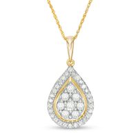 1 CT. T.w. Composite Diamond Teardrop Frame Pendant in 10K Gold