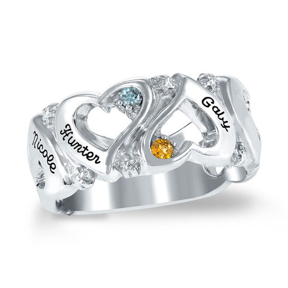 Mother's Birthstone Hearts Ring by ArtCarved (6 Stones and Names)