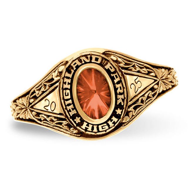 Ladies' Oval Birthstone High School Class Ring by ArtCarved (1 Stone)