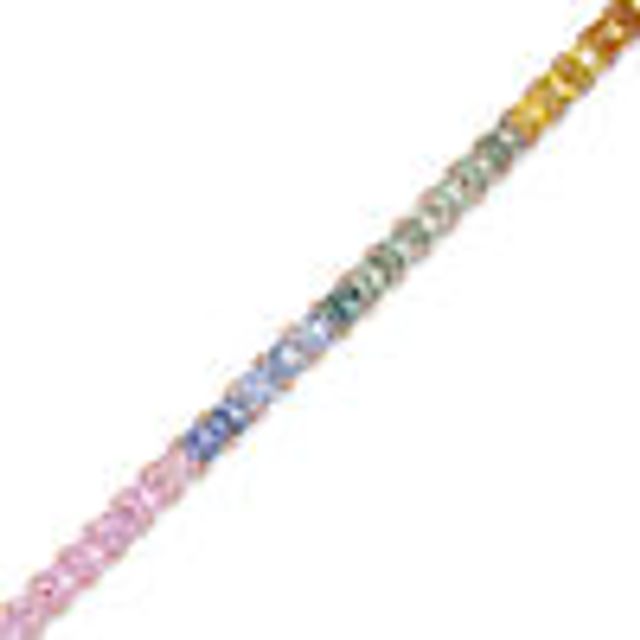 Princess-Cut Lab-Created Multi-Color Sapphire Tennis Bracelet in Sterling Silver with 14K Rose Gold Plate