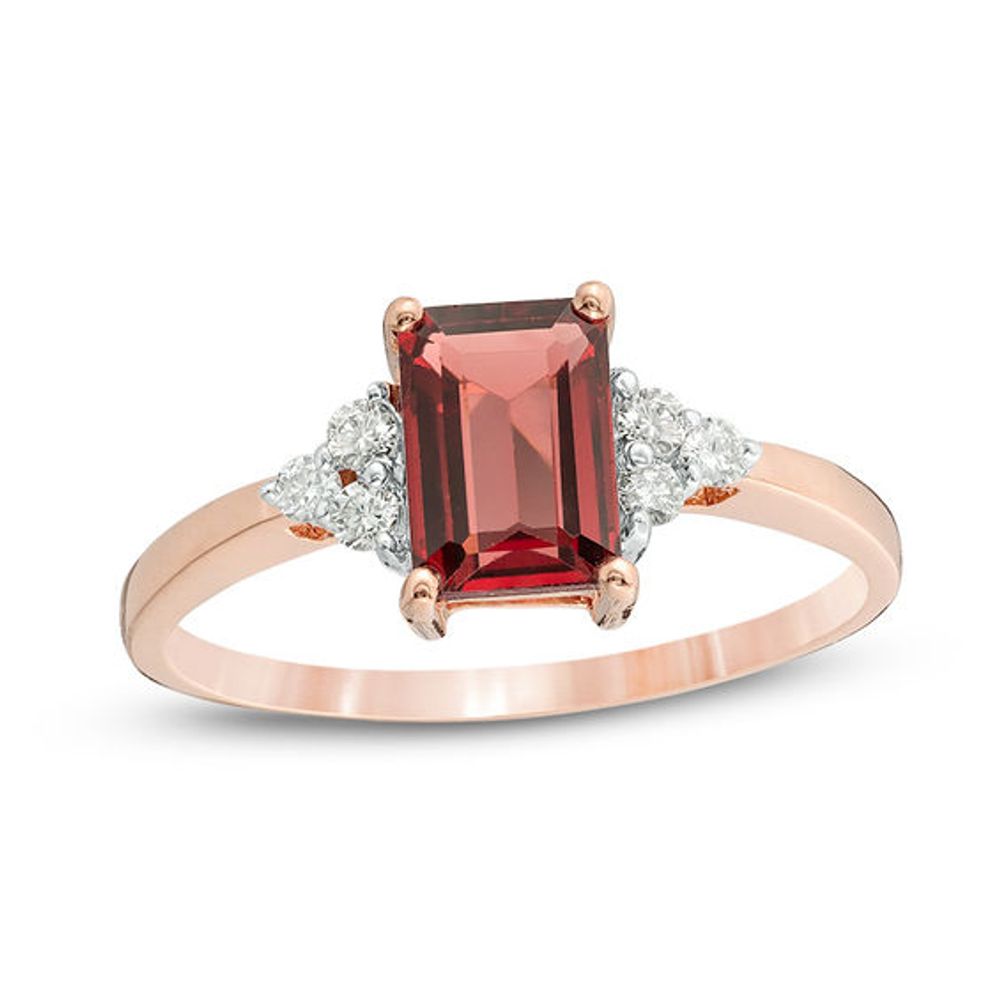 Oval Lab-Created Ruby and 1/20 CT. T.W. Diamond Vintage-Style Scroll Ring  in 10K Gold | Zales