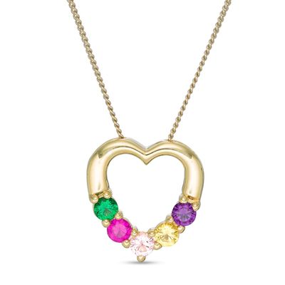 Mother's Birthstone Heart Pendant (3-7 Stones)