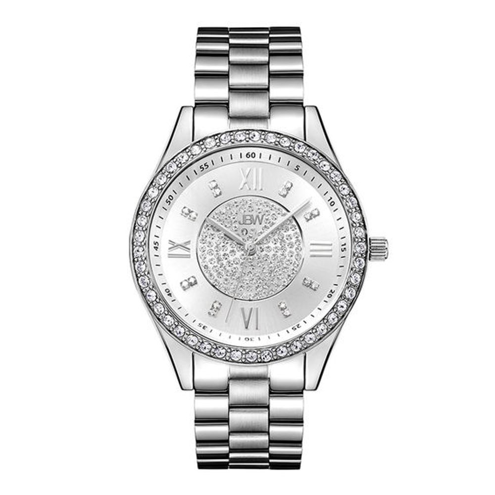 Ladies' JBW Mondrian 1/6 CT. T.w. Diamond and Crystal Accent Watch with Silver-Tone Dial (Model: J6303A)