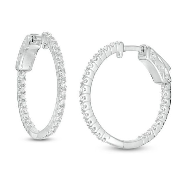 1/2 CT. T.w. Diamond Inside-Out Hoop Earrings in 10K White Gold