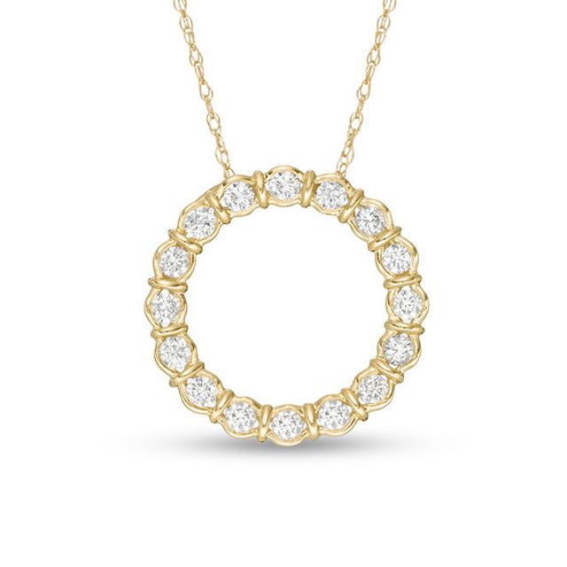 1/2 CT. T.w. Diamond Collar Open Circle Pendant in 10K Gold