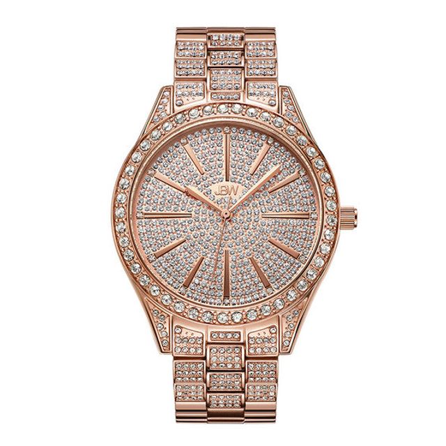 Ladies' JBW Cristal 1/8 CT. T.w. Diamond and Crystal Accent 18K Rose Gold Plate Watch (Model: J6346B)