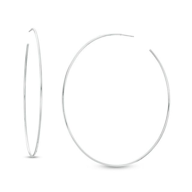 75.0mm Thin Hoop Earrings in 14K White Gold