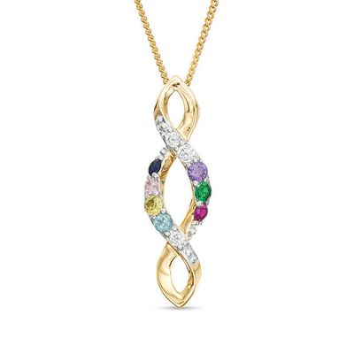Mother's Birthstone Cascading Infinity Pendant (3-10 Stones)