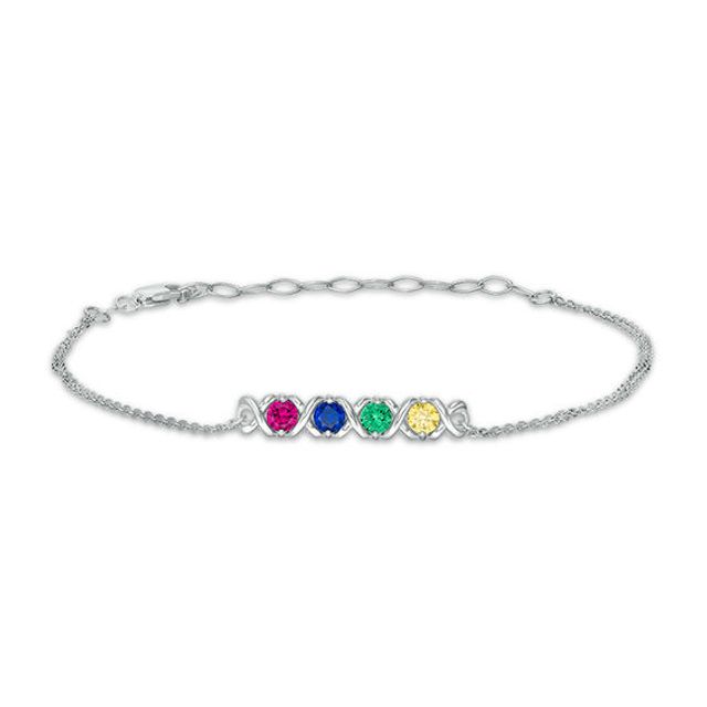 Mother's Birthstone "Xo" Family Bracelet (2-5 Stones) - 9.0"