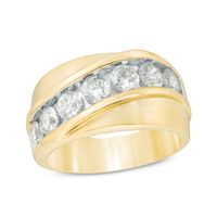 Men's 2 CT. T.w. Diamond Seven Stone Slant Ring in 10K Gold