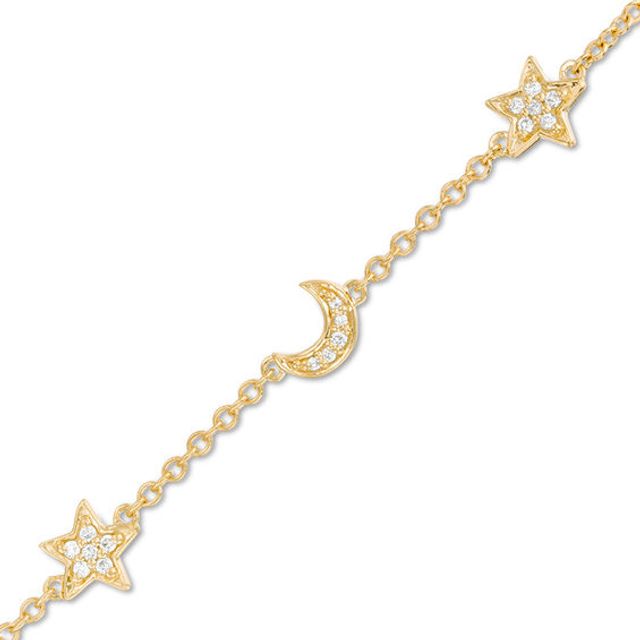 1/10 CT. T.w. Diamond Star and Crescent Moon Bracelet in 10K Gold
