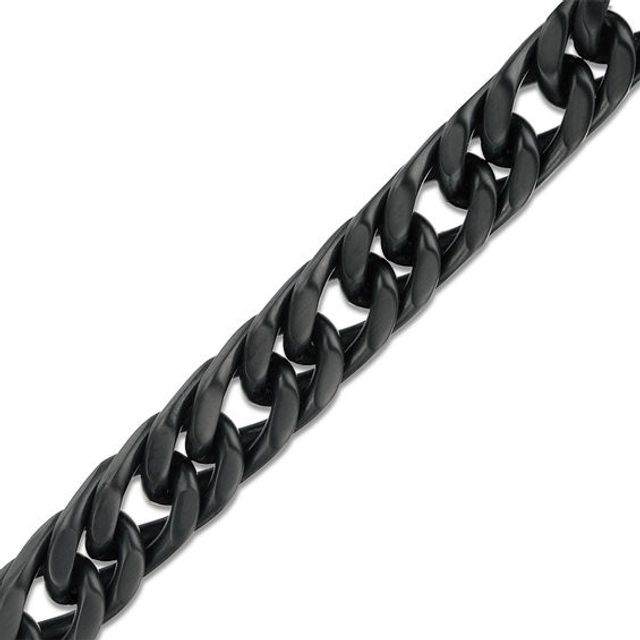 Men's 9.5mm Matte-Finish Curb Chain Bracelet in Stainless Steel with Black IP - 9.0"