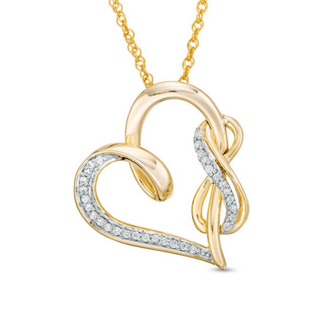 1/8 CT. T.w. Diamond Infinity and Swirl Heart Pendant in Sterling Silver with 14K Gold Plate