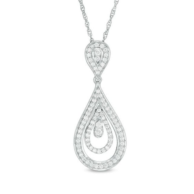 1/2 CT. T.w. Diamond Layered Teardrop Pendant in Sterling Silver