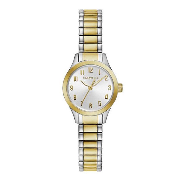 Ladies' Caravelle by Bulova Two-Tone Expansion Watch with Silver-Tone Dial (Model: 45L177)