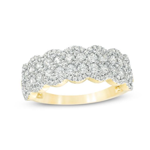 1 CT. T.w. Diamond Double Row Scallop-Edge Band in 10K Gold