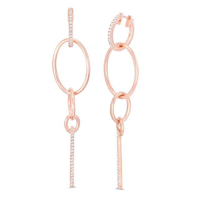 1/2 CT. T.w. Diamond Oval Link Drop Earrings in 10K Rose Gold