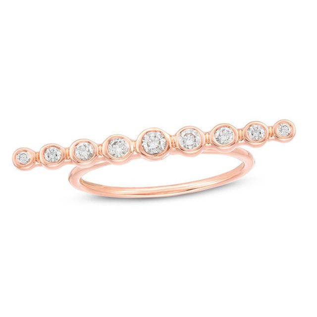 1/4 CT. T.w. Diamond Bezel-Set Horizontal Bar Ring in 10K Rose Gold