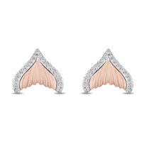 Enchanted Disney Ariel 1/6 CT. T.w. Diamond Tail Fin Stud Earrings in Sterling Silver and 10K Rose Gold