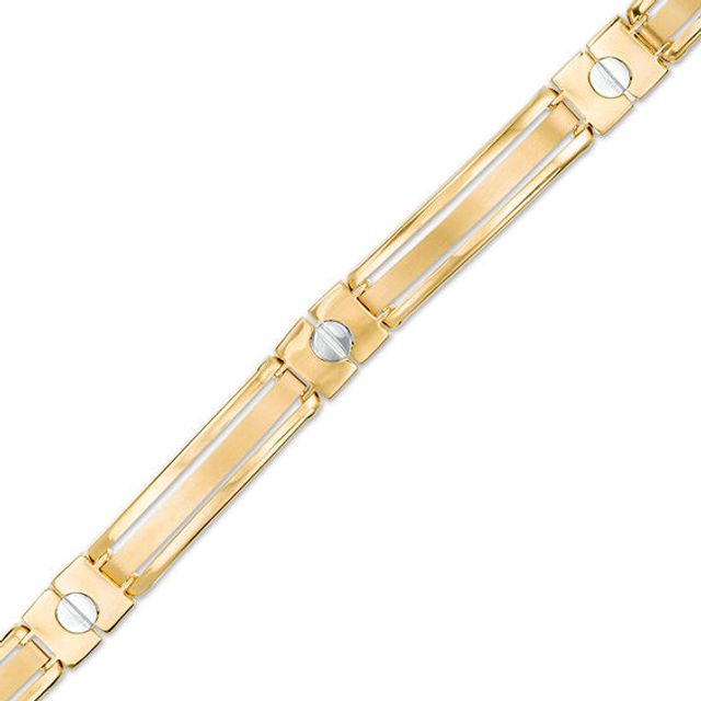 Men's Screw Link Bracelet in 10K Two-Tone Gold - 8.5"