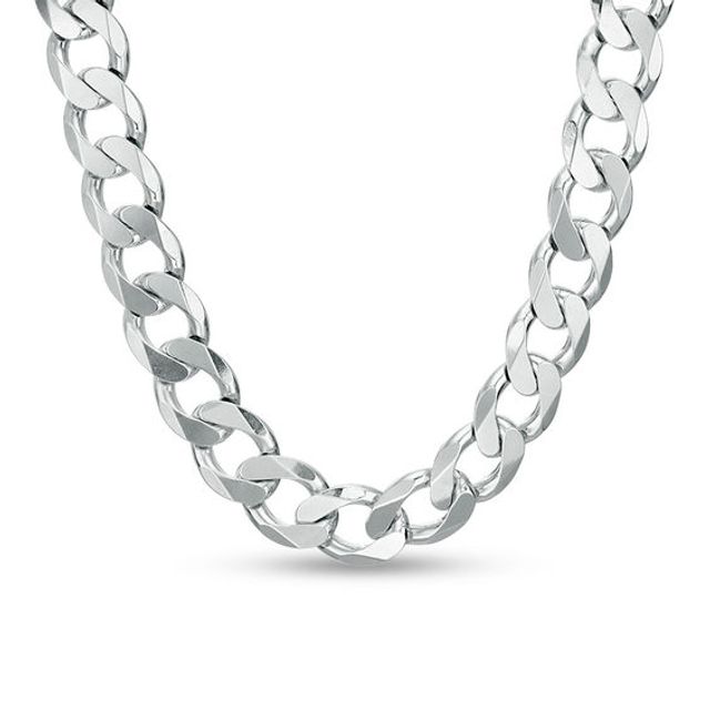 Men's 11.8mm Curb Chain Necklace in Sterling Silver - 24"