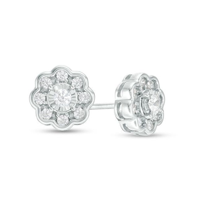 1/4 CT. T.w. Diamond Flower Frame Stud Earrings in 10K White Gold