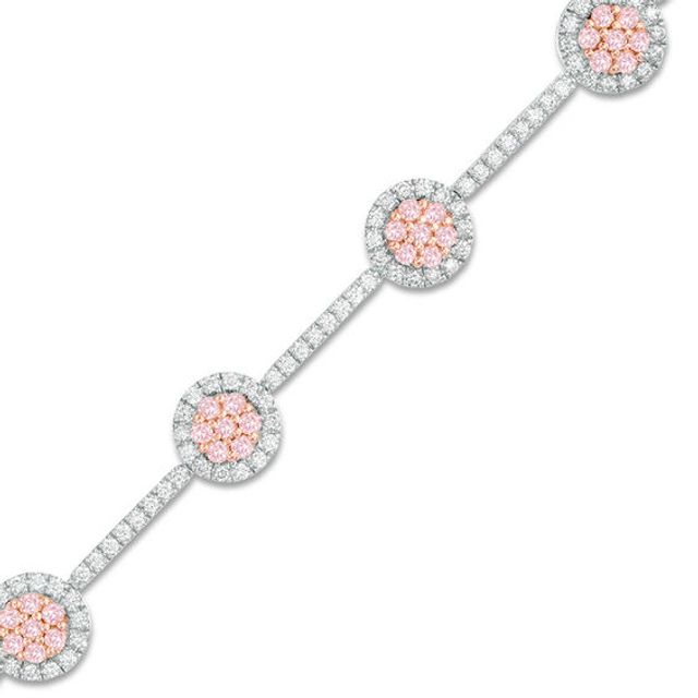 2 CT. T.w. Certified Pink and White Diamond Frame Bracelet in 14K Two-Tone Gold (Fancy/I2)