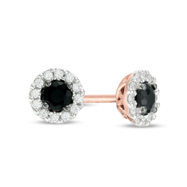 1/2 CT. T.w. Enhanced Black and White Diamond Frame Stud Earrings in 10K Rose Gold