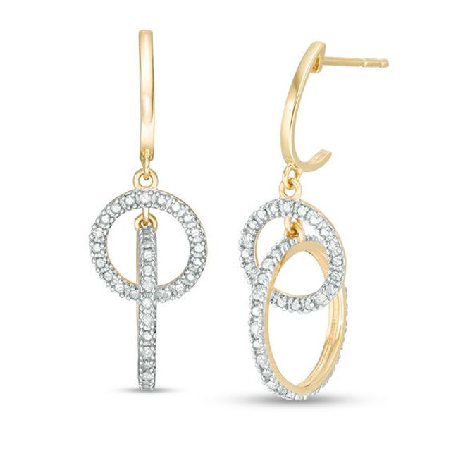 1/10 CT. T.w. Diamond Interlocking Circles Drop Earrings in 10K Gold