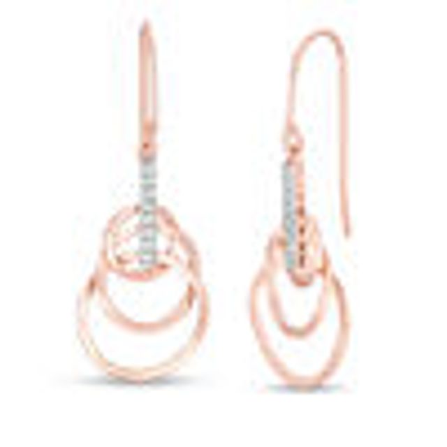 1/8 CT. T.w. Diamond Interlocking Circles Drop Earrings in 10K Rose Gold