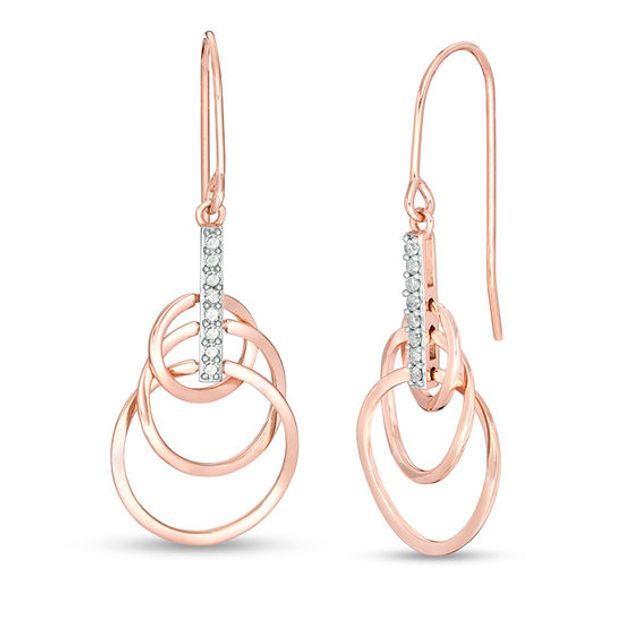 1/8 CT. T.w. Diamond Interlocking Circles Drop Earrings in 10K Rose Gold