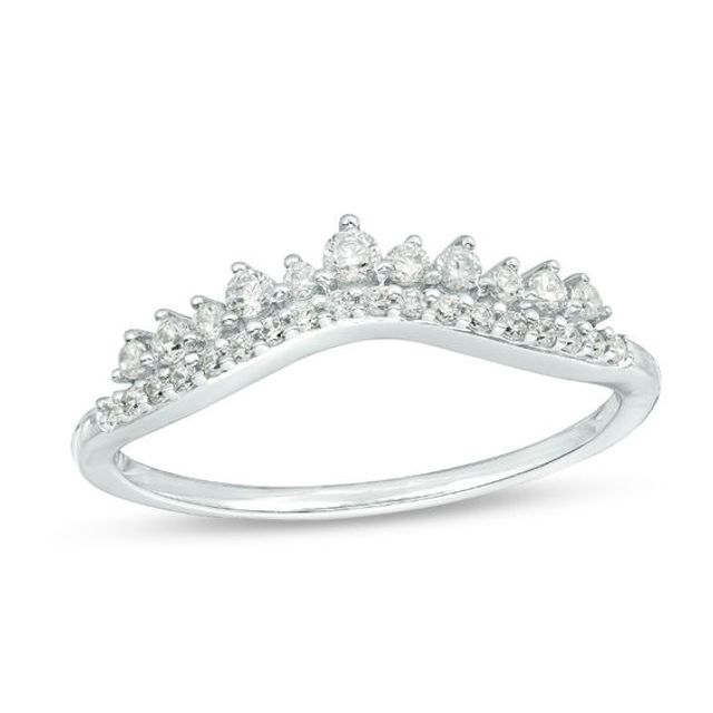1/4 CT. T.w. Diamond Crown Contour Band in 10K White Gold