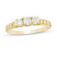 1/2 CT. T.w. Certified Diamond Three Stone Engagement Ring in 14K Gold (I/I3)