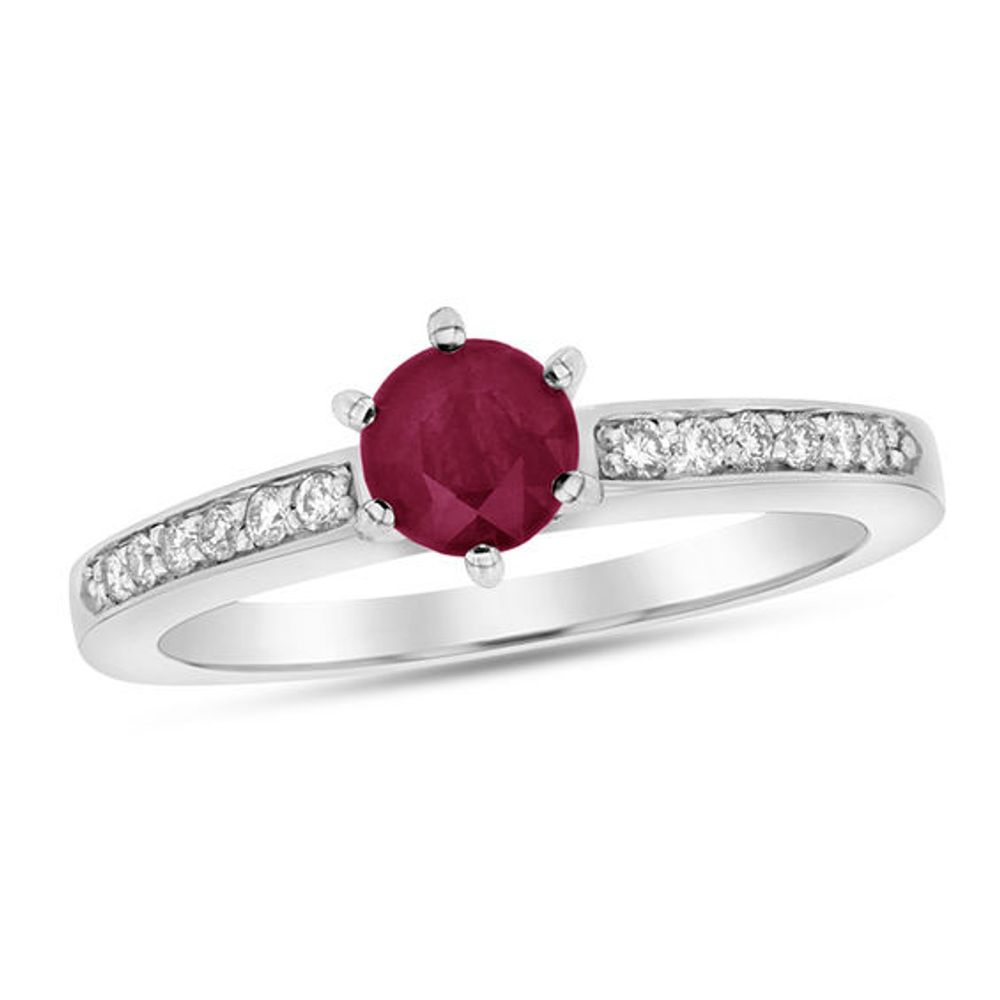 5.0mm Ruby Bead Shank Ring in 10K Gold - Size 7 | Zales