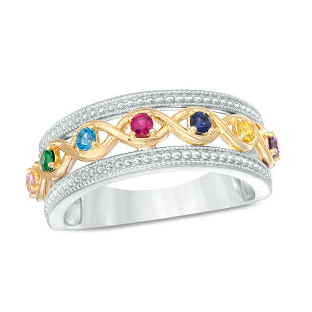 Mother's Birthstone Beaded Infinity Ring (3-7 Stones)