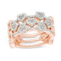 1/3 CT. T.w. Diamond Heart Outline Three Piece Stackable Band Set in Sterling Silver with 14K Rose Gold Plate