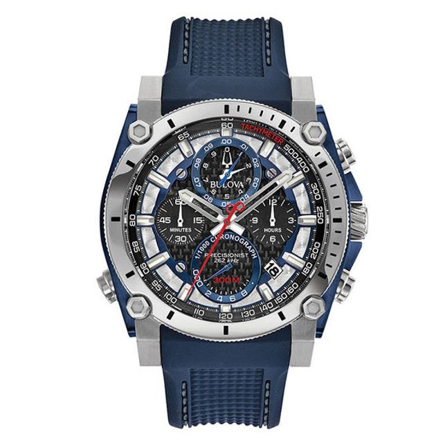 Men's Bulova Precisionist Chronograph Two-Tone IP Strap Watch with Black Dial (Model: 98B315)