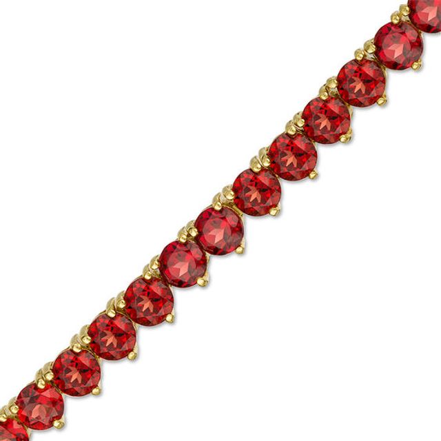 Garnet Tennis Bracelet in Sterling Silver with 14K Gold Plate - 7.25"