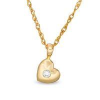 Diamond Accent Solitaire Tilted Heart Pendant in 10K Gold