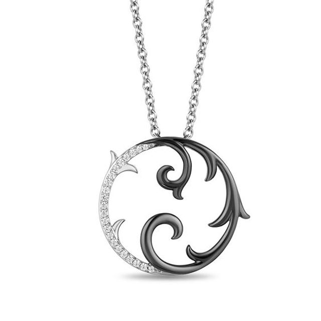 Enchanted Disney Villains Maleficent 1/10 CT. T.w. Diamond Thorn Pendant in Sterling Silver with Black Rhodium - 19"