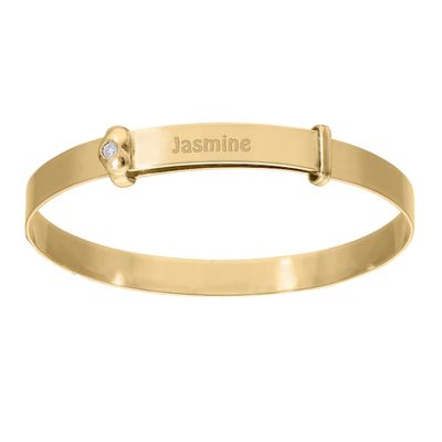 Baby's First Diamond Accent Bangle in 10K Gold (1 Line) - 5.5"