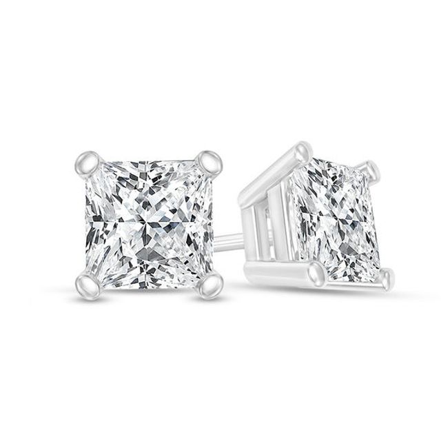 1/2 CT. T.w. Certified Princess-Cut Diamond Solitaire Stud Earrings in 14K White Gold (I/Si2)