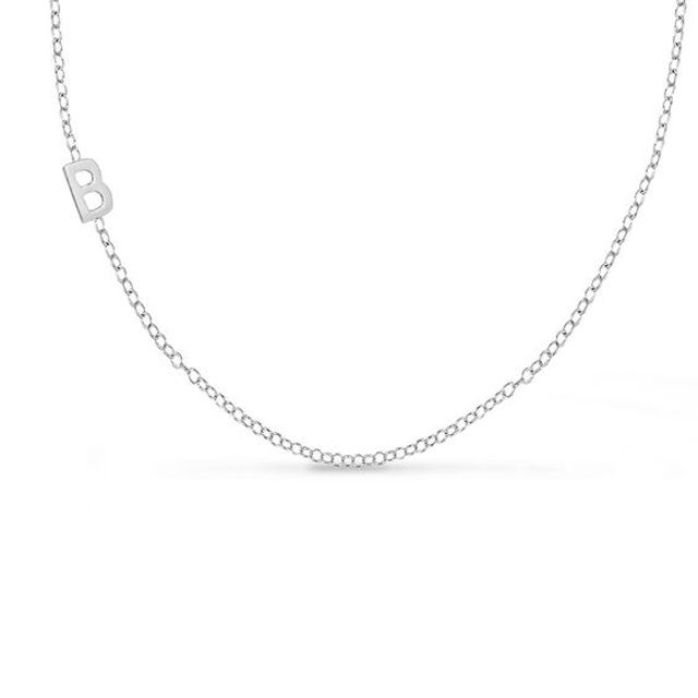 Offset Uppercase Initial Necklace in Sterling Silver (1 Initial)