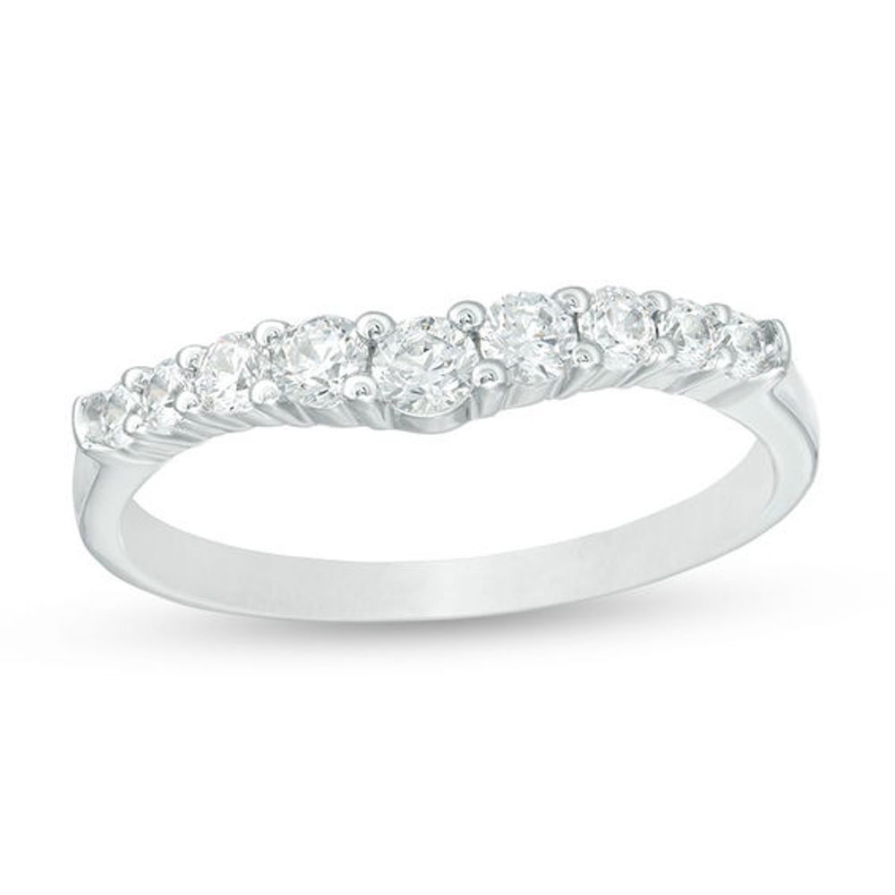 3/8 CT. T.w. Diamond Contour Anniversary Band in 14K White Gold