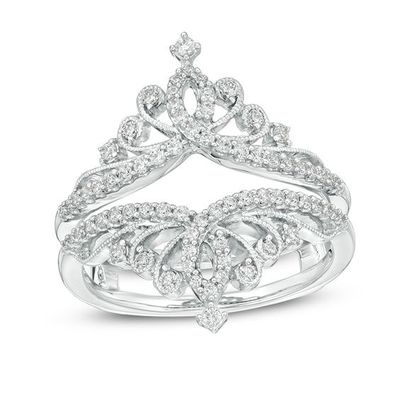 3/8 CT. T.w. Diamond Vintage-Style Tiara Ring Solitaire Enhancer in 14K White Gold