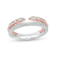 1/6 CT. T.w. Diamond Double Row Stacked Ring in Sterling Silver and 10K Rose Gold