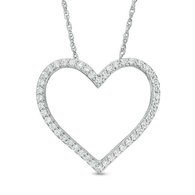 1/2 CT. T.w. Diamond Heart Outline Pendant in Sterling Silver