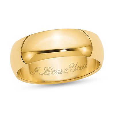 Men's 7.0mm Half-Round Engravable Wedding Band (1 Line)