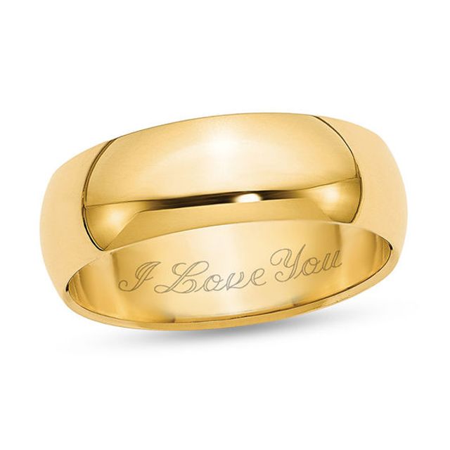 Ladies' 7.0mm Half-Round Engravable Wedding Band (1 Line)